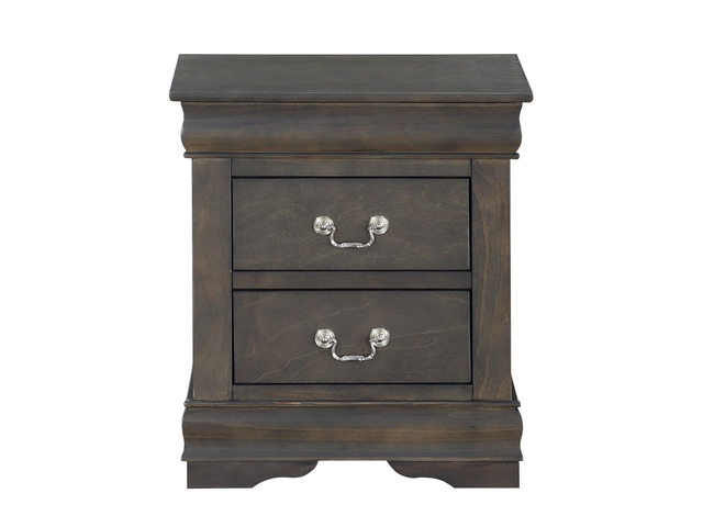 1Pc Traditional Classic Gray Finish 2-Drawers Nightstand Wooden Bedroom Furniture