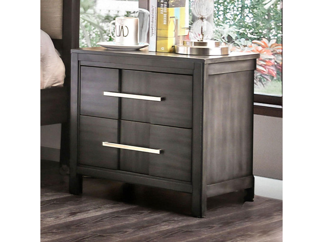 Transitional 1Pc Nightstand Gray Color English Dovetail Drawer Construction Bedside Table Bedroom