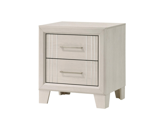 1Pc Contemporary Two-Drawers Nightstand Bed Side Cabinet Wooden Furniture White/Beige Color