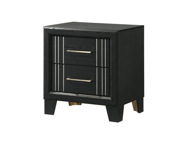 1Pc Contemporary Two-Drawers Nightstand Bed Side Cabinet Wooden Furniture Charcoal Color