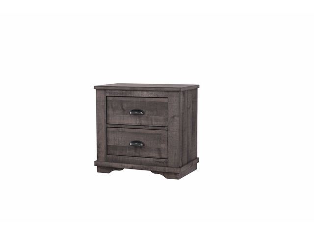 1Pc Contemporary Two-Drawers Nightstand Bed Side Cabinet Wooden Furniture Rustic Gray Color