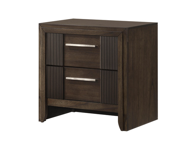 1Pc Contemporary 2-Drawer Nightstand Rich Wood Finish Rustic Charm Polished Hardware Wooden Furniture Brown