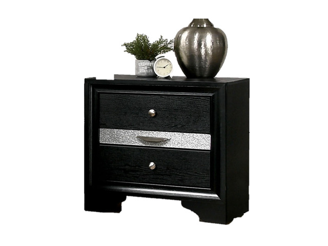 Contemporary Black 1Pc Nightstand Nickle Round Knob Handles English Dovetails Hidden Drawer Bedside Table