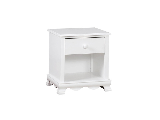 Contemporary White 1Pc Nightstand Knob Handles Solidwood 1-Drawers Bedside Table Storage Shelves