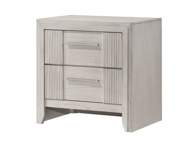 1Pc Contemporary 2-Drawer Nightstand Mist White Finish Wooden Furniture