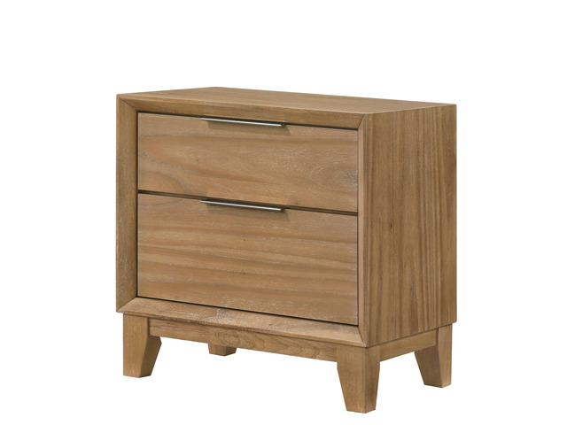 1Pc Contemporary 2-Drawer Nightstand Natural Wood Finish Wooden Furniture