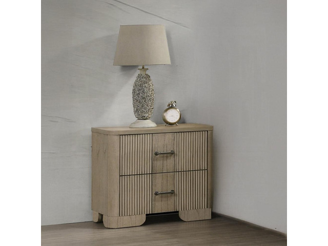 1Pc Transitional Style Nightstand With 2X Storage Drawers Reeded Front Antique Oak Finish Wooden Rustic Bedroom Furniture