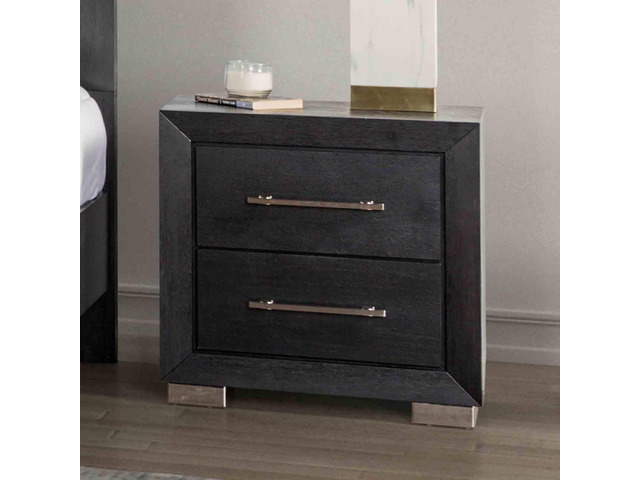 Contemporary Style 1Pc Nightstand Chrome Legs Soft Closing English Dovetail Drawers Metal Handles Black Finish Bedroom Furniture