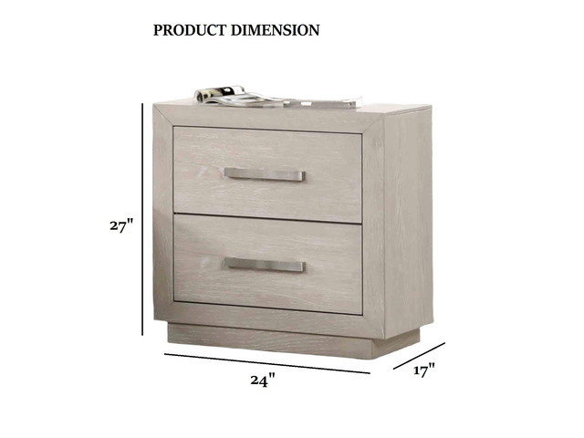 Transitional Style 1Pc Nightstand Horizontal Handles Metal Side Glide French And English Dovetail Drawers Light Gray Finish Bedroom Furniture
