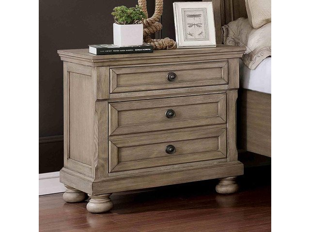 Transitional Style 1Pc Nightstand Gray Finish Hidden Drawers Usb Port Bun Feet Gray Finish Bedroom Furniture