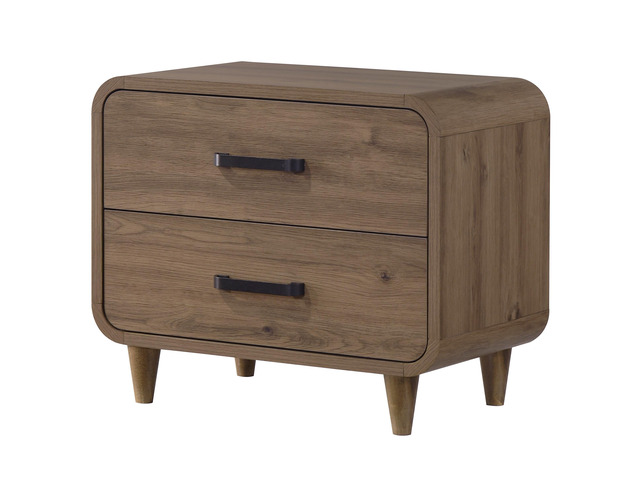1Pc Contemporary Ample Drawer Space Two Drawers Nightstand Storage Wooden Furniture Brown Finish