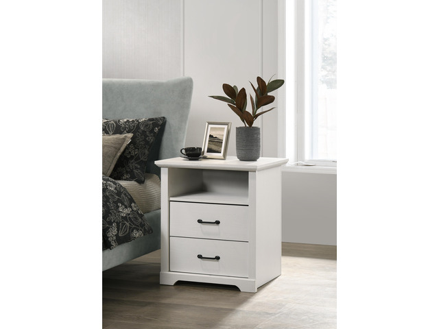 Elettra 22'W White 2-Drawer Nightstand Bedside Table With Usb Charging Ports