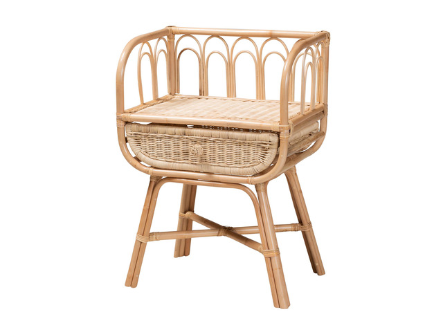 Modern Bohemian Natural Brown Rattan Nightstand