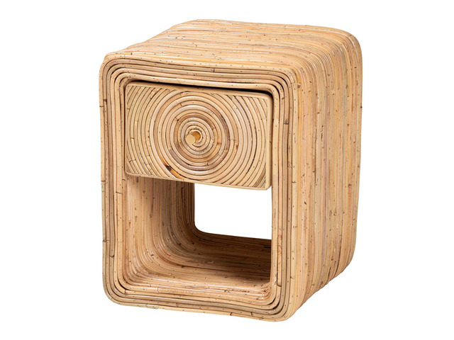 Bohemian Natural Rattan 1-Drawer Nightstand