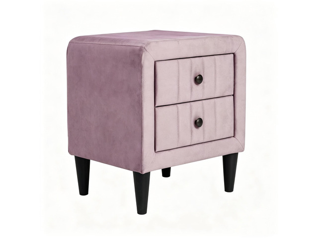 Modern Light Pink Velvet Nightstand With 2 Drawers, Upholstered Bedside Table, Stylish Accent End Table For Bedroom, 20' Wide