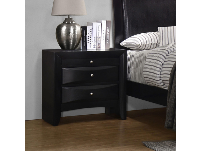 Vollenhove Black 2-Drawer Nightstand With Pull-Out Tray