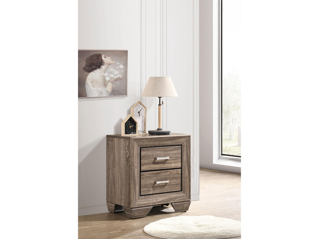 Tomasina Washed Taupe 2-Drawer Rectangular Nightstand