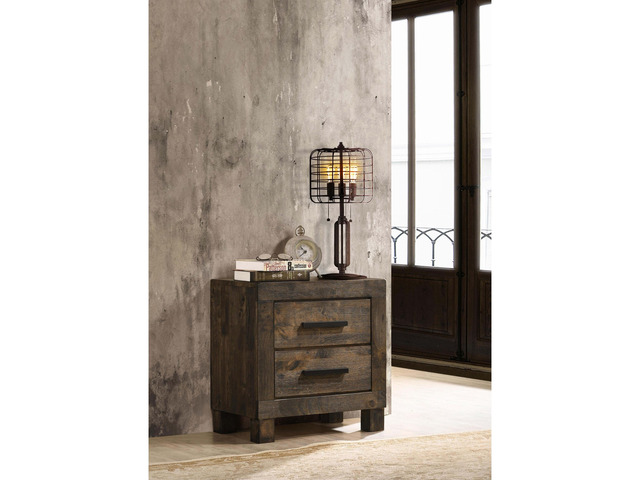 Rustic Golden Brown 2-Drawer Nightstand