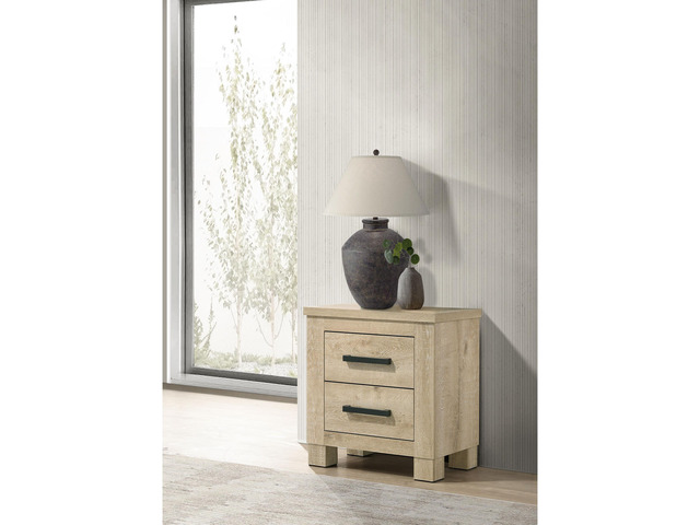 Sansome Weathered Oak 2-Drawer Nightstand Bedside Table