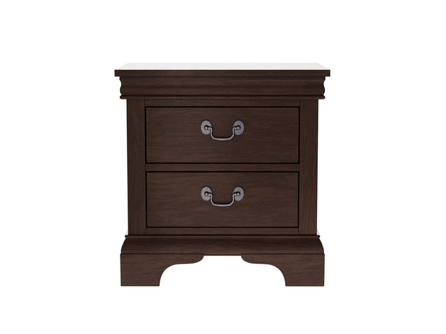 Classic Wooden Nightstand, 2 Storage Drawers, 22'L, Solid Wood