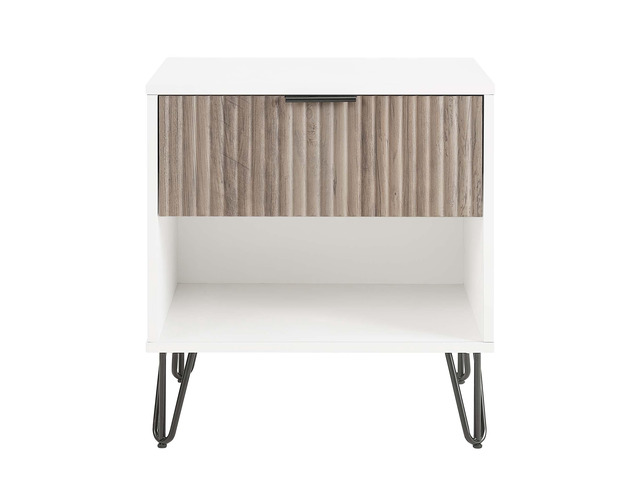 Nightstand In Rustic Gray And White