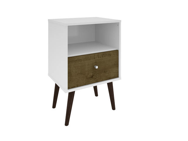 Nightstand In White And Rustic Brown