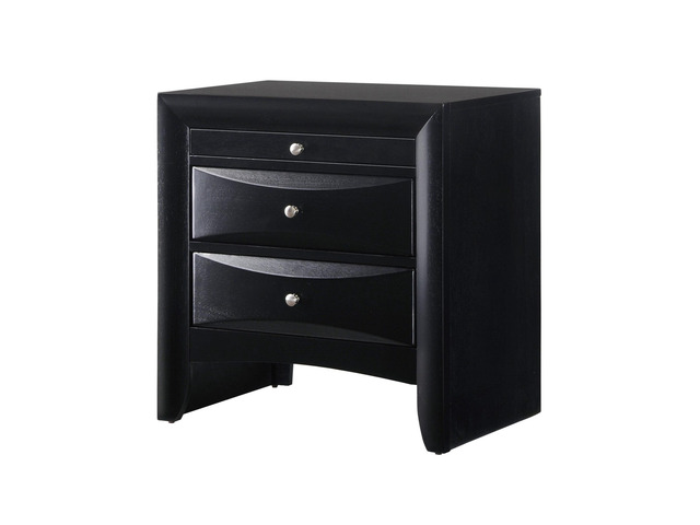 1Pc Contemporary 2 Drawer Nightstand End Table Jewelry Tray Black Finish Solid Wood Wooden Bedroom Furniture