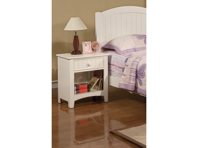 White Nightstand Shelf Storage Drawers Pine Veneer Mdf Wooden 1Pc Modern Nightstand
