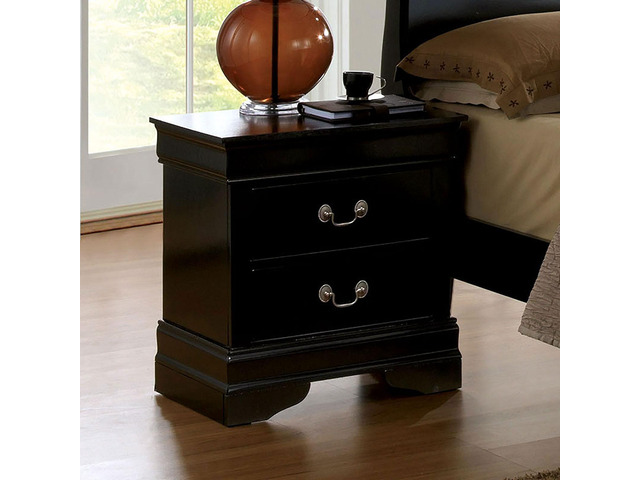 1Pc Nightstand Black Louis Philippe Solid Wood English Dovetail Construction Antique Nickle Hanging Pulls
