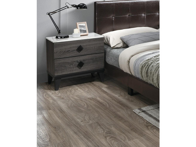 Bedroom Furniture Contemporary Look Grey Color Nightstand Drawers Bed Side Table Plywood