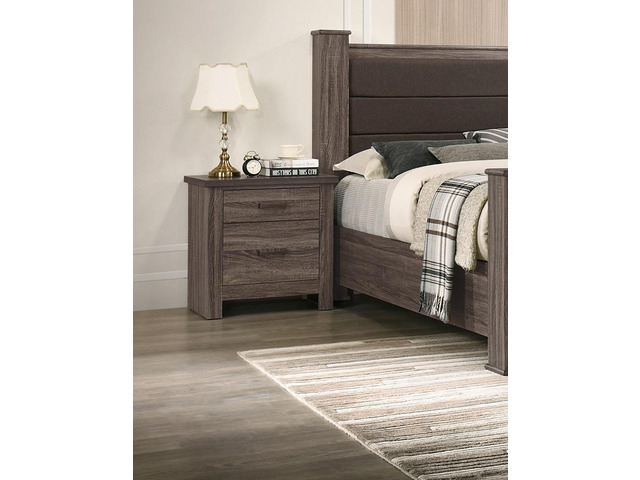 Natural Finish Striking Wooden Nightstand Bedside Table 2X Drawers Storage Bedroom Furniture