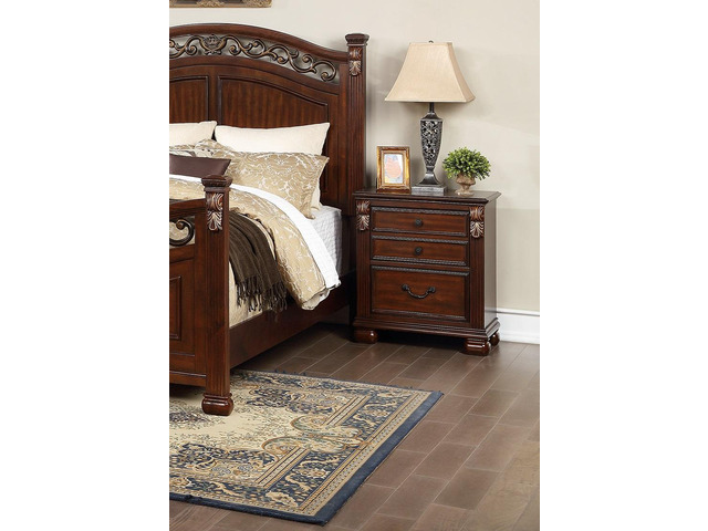 Bedroom Furniture Traditional Look Unique Wooden Nightstand Drawers Bed Side Table Cherry