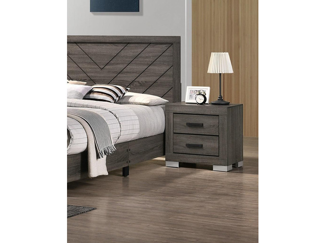 Bedroom Furniture Traditional Look Unique Wooden Nightstand Drawers Bed Side Table Grey