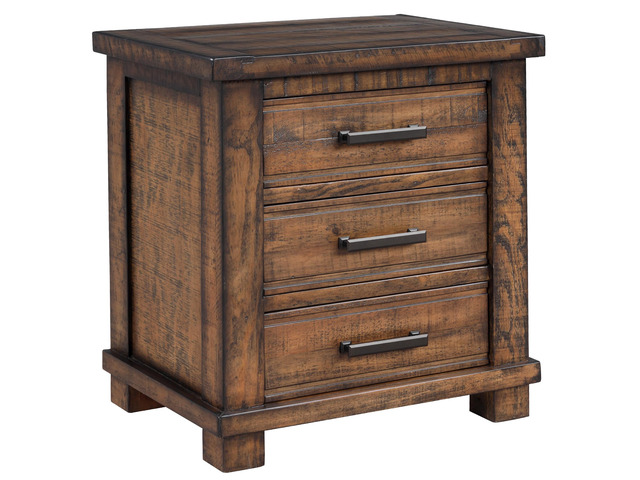 Rustic Three Drawer Reclaimed Solid Wood Farmhouse Nightstand (Old Sku:Wf531408Aad)