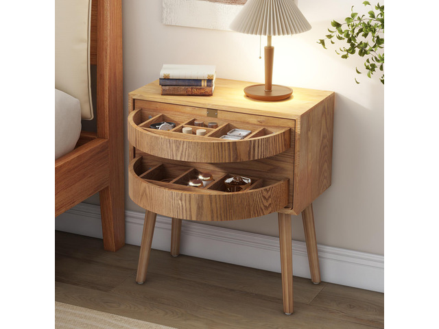 Rotating Hidden Compartment Nightstands, Mid Century Modern Concealment Furniture, Rattan Bed Side Table, Compartment End Table With Wood Legs,...