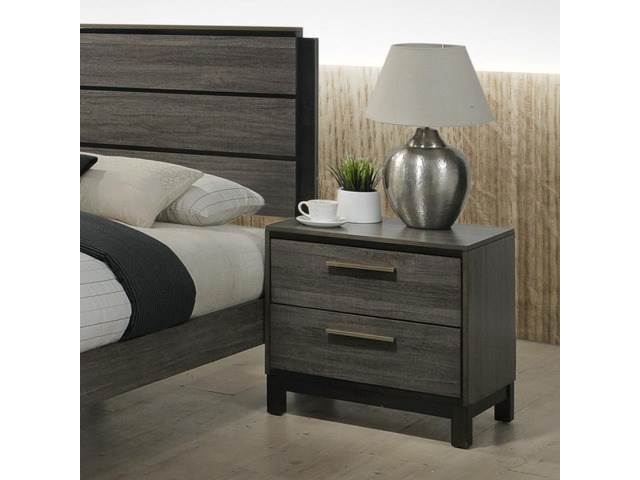 Ioana Wood 2-Drawers Nightstand (Nightstand Only), Antique Grey Finish