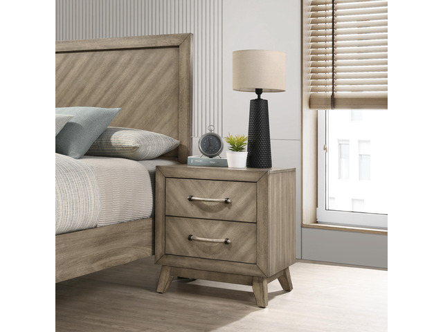 Arena Contemporary 2-Drawer Nightstand, Antique Gray