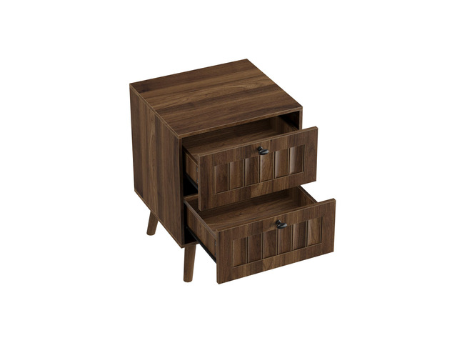 Medieval-style modern double-drawer bedside table with solid wood legs, bedroom bedside table, bedroom side table, 15.75 x 15.75 x 22.64 inches,...