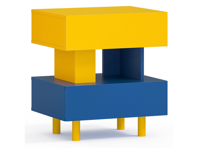 Modern Nightstand End Side Table With Large Storage Space Bedside Table For Bedroom Living Room And Playroom Yellow & Blue