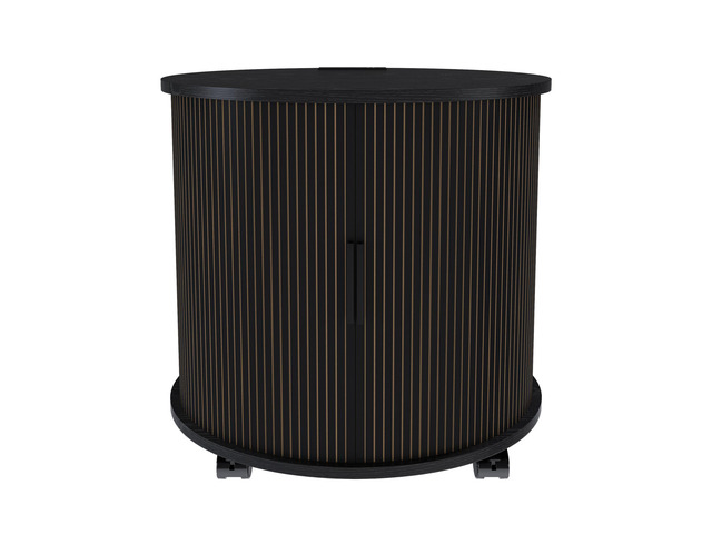 Mid Century Modern Cylinder End Table With Built-In Charging Station & Sliding Door, 2-Tier Storage Round Nightstand With Usb Ports, Bedside Table...
