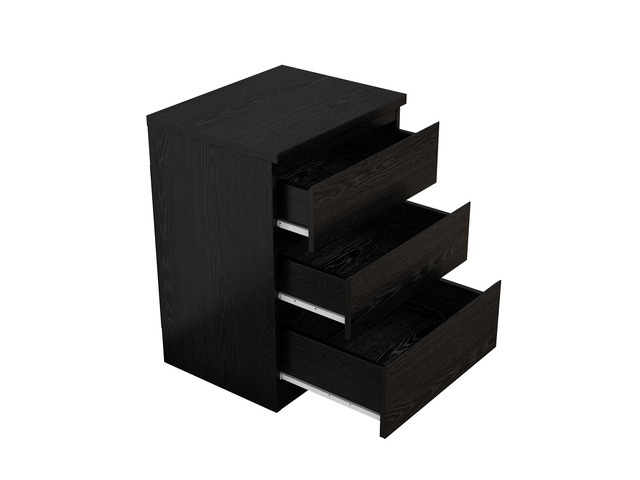 19.7-Inch Black Nightstand With 3 Drawers, Beside Table With Drawers Handle Free Design,Thickened Top Plate,Small Side Table Storage Cabinet 3...
