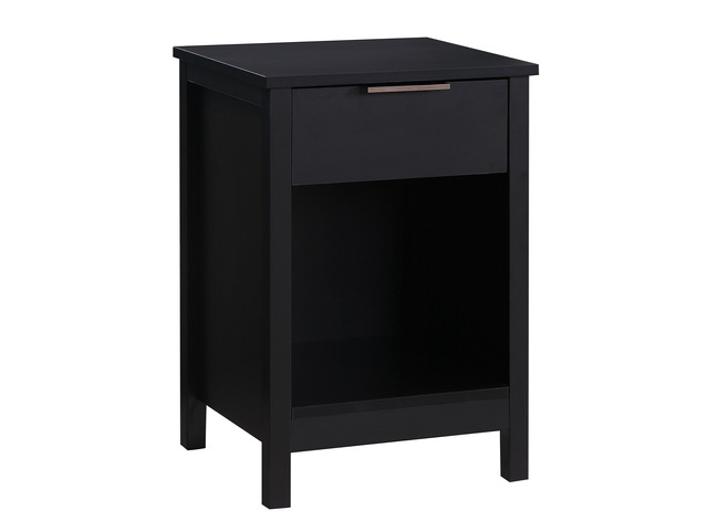Nightstand With Drawer,3-Tier End Side Table With Storage Drawer And Shelf,Modern Bedside Night Stand For Bedroom, Living Room-Retro Black