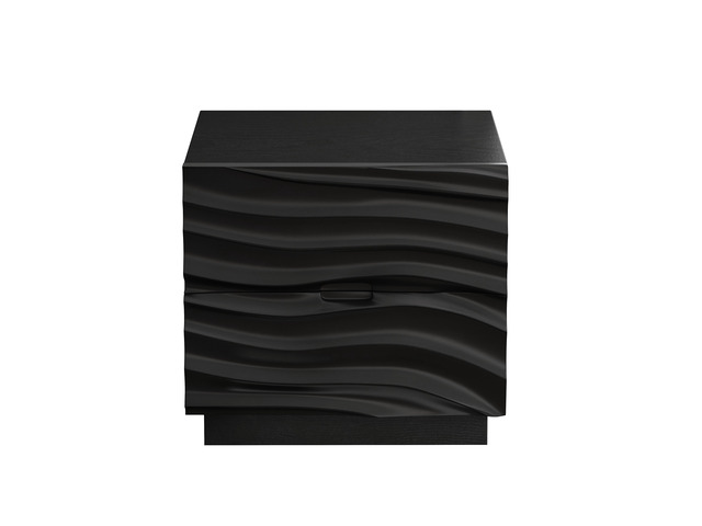 Solid Wood Nightstands, Bedside Table With 2 Drawers, No Handles, Sofa End Table For Living Room, Bedrooms,Black