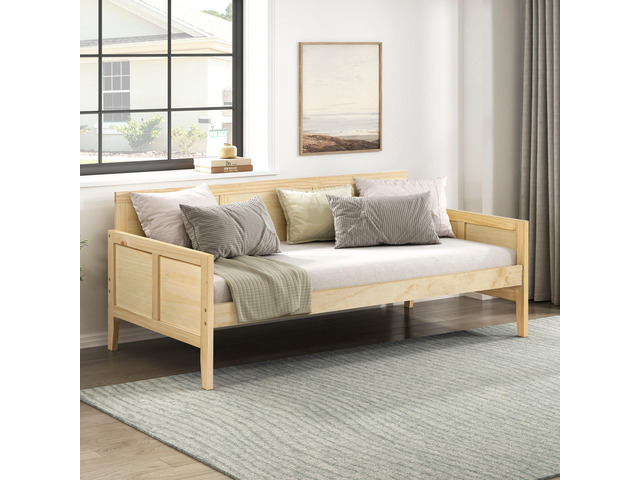 Daybed Natural Pine Finish Wooden Home Furniture 1Pc Sofa Bed