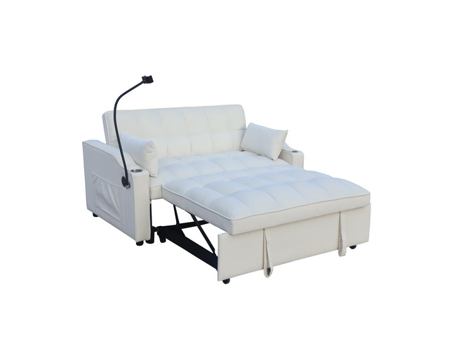 Modern Velvet Loveseat Futon Sofa Couch W/Pullout Bed,Small Love Seat Lounge Sofa With Adjustable Reclining Backrest,Toss Pillows,...