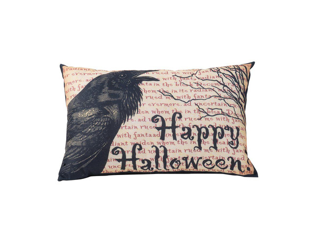20x13' Crow Happy Halloween Pillow