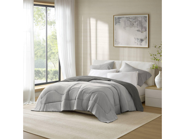 1-Piece King/Cal King Reversible Tencel Comforter Blanket,Gray