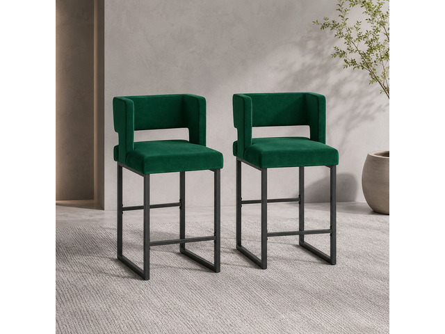 Velvet Bar Chair Set Stable and Black Metal Legs Smooth Design Lines and Appearance Suitable for Placement in Bars