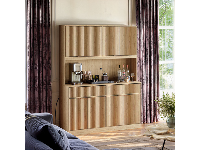 71 Inch Tall Kitchen Pantry Cabinet with Power Outlet, Hollow Open Countertop Functional Storage Hutch Cabinet