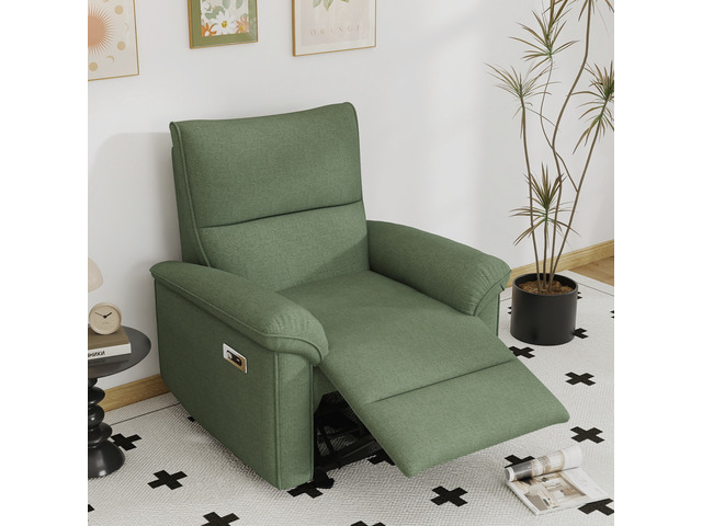 Wall Hugger Recliner, Zero Wall Power Recliner Chair Electric for Living Fabric Reclining Armchair for Small Space